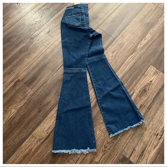 22 Vintage Bell boho Raw hem Flared Jeans - Picture 6 of 8